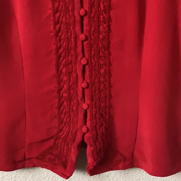 Vintage 90โs Silk Sleeveless Blouse Red Large - Picture 7 of 10
